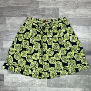Merona Women's Lime Green Navy Blue Medallion Skirt XS